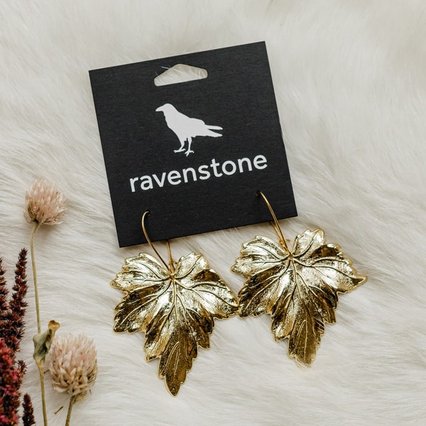 The Golden Maple Leaf Earrings | Ravenstone | Nickel-Free Jewelry