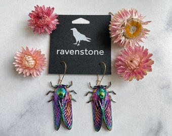 The Psychedelic Cicada Earrings | Ravenstone | Nickel-Free Jewelry