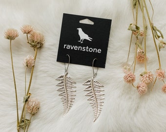 The Silver Fern Earrings | Ravenstone | Nickel-Free Jewelry