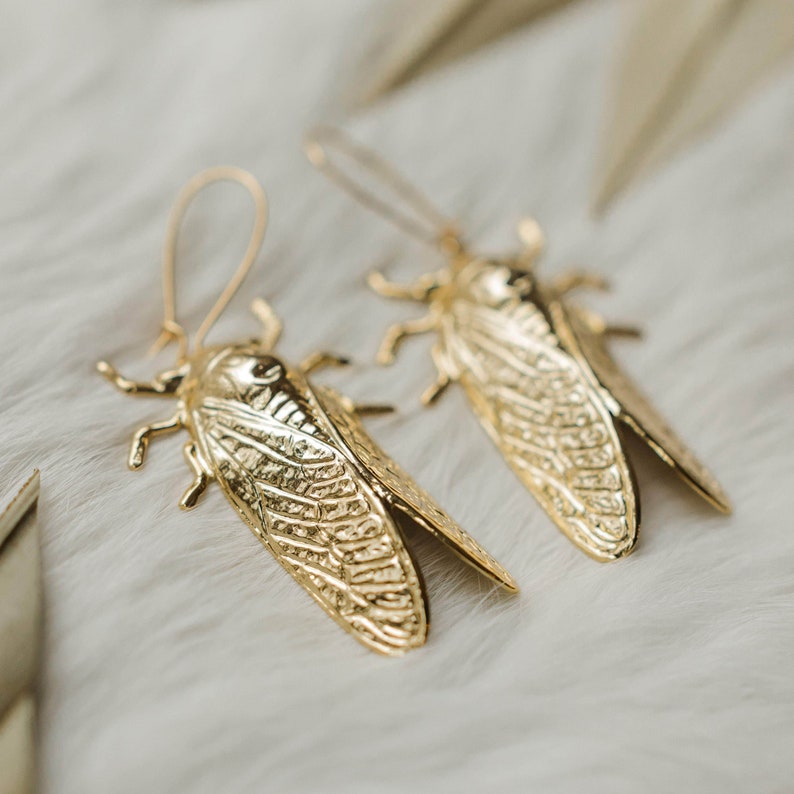 The Golden Cicada Earrings Ravenstone Nickel-Free Jewelry image 5