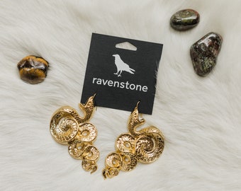 The Golden Slither Earrings | Ravenstone | Nickel-Free Jewelry