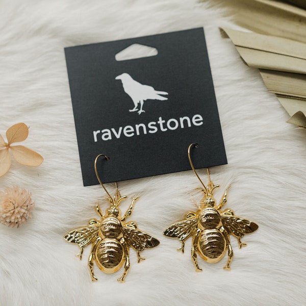 The Golden Bumblebee Earrings | Ravenstone | Nickel-Free Jewelry