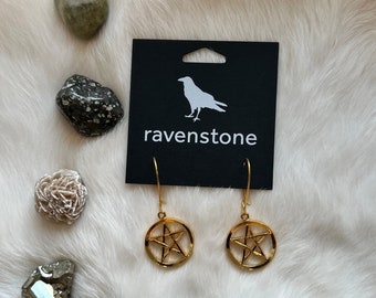 The Golden Pentacle Earrings | Ravenstone | Nickel-Free Jewelry