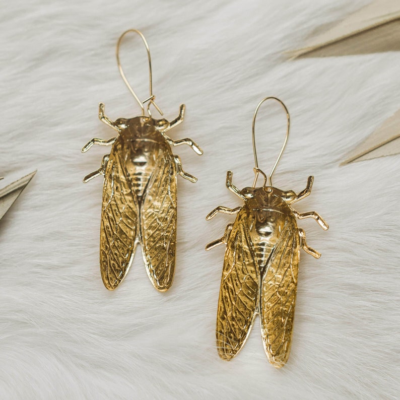 The Golden Cicada Earrings Ravenstone Nickel-Free Jewelry image 4