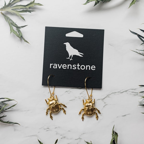 The Golden Beetle Babe Earrings | Ravenstone | Nickel-Free Jewelry