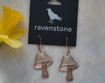 The Rose Gold Button Mushroom Earrings | Ravenstone | Nickel-Free Jewelry