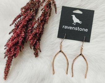 The Rose Gold Wishbone Earrings | Ravenstone | Nickel-Free Jewelry