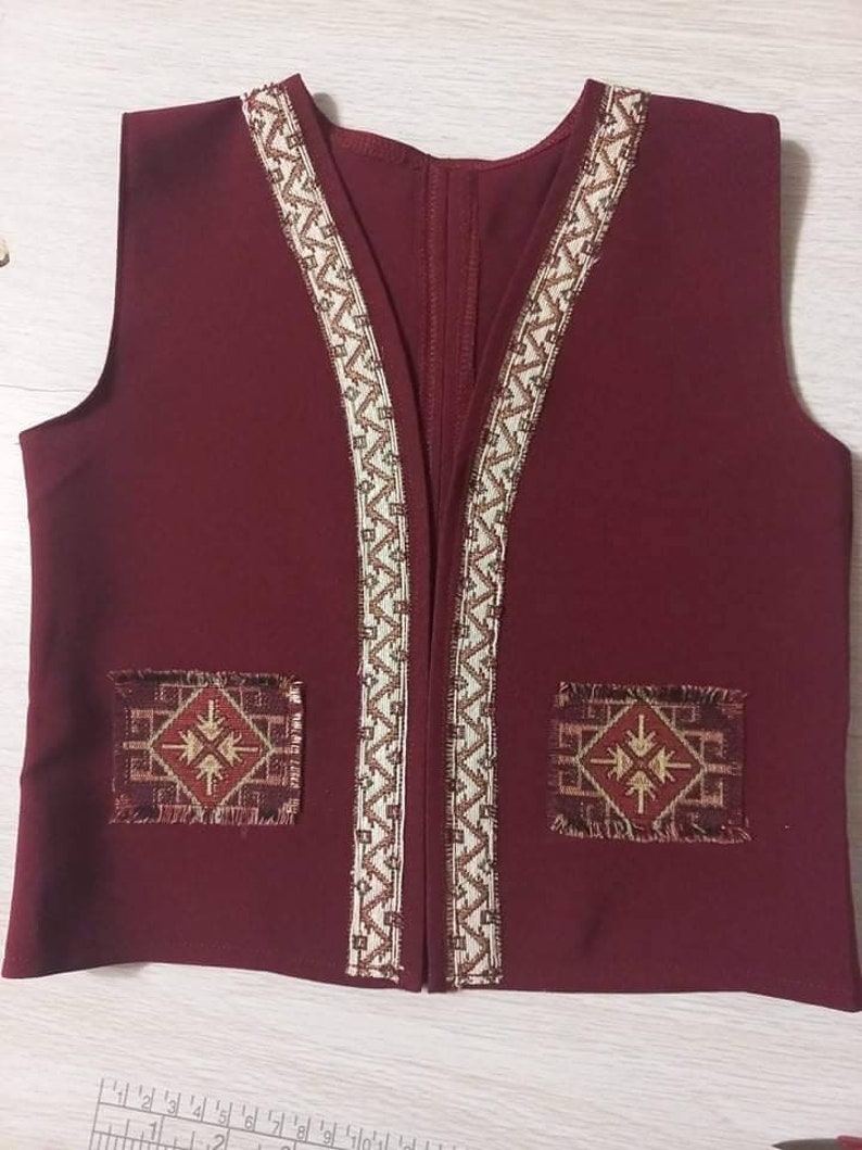 Armenian Traditional Taraz Style Boys' Vest | Folk Costume Piece in Soft and Comfortable Fabric 