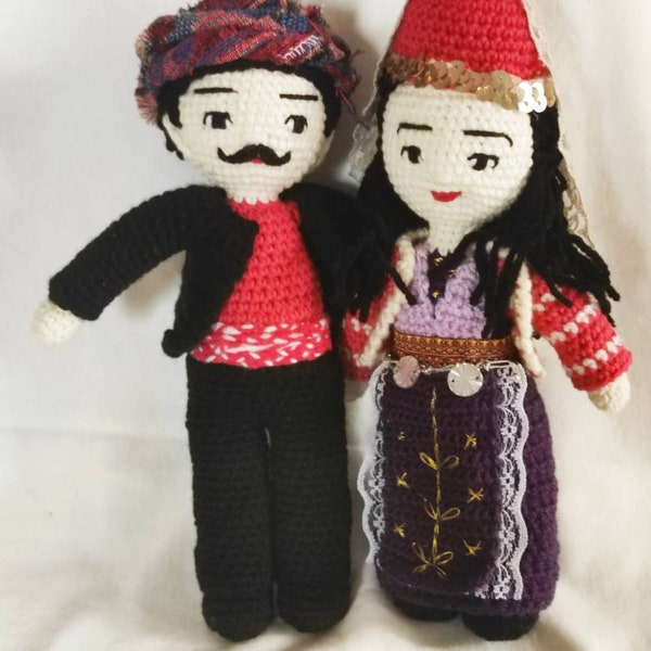 Armenian Traditional Taraz Style Dress Doll Couple | Sebastia / Sivas National Costume | Wedding Present | Birthday Gift | Folk Clothing