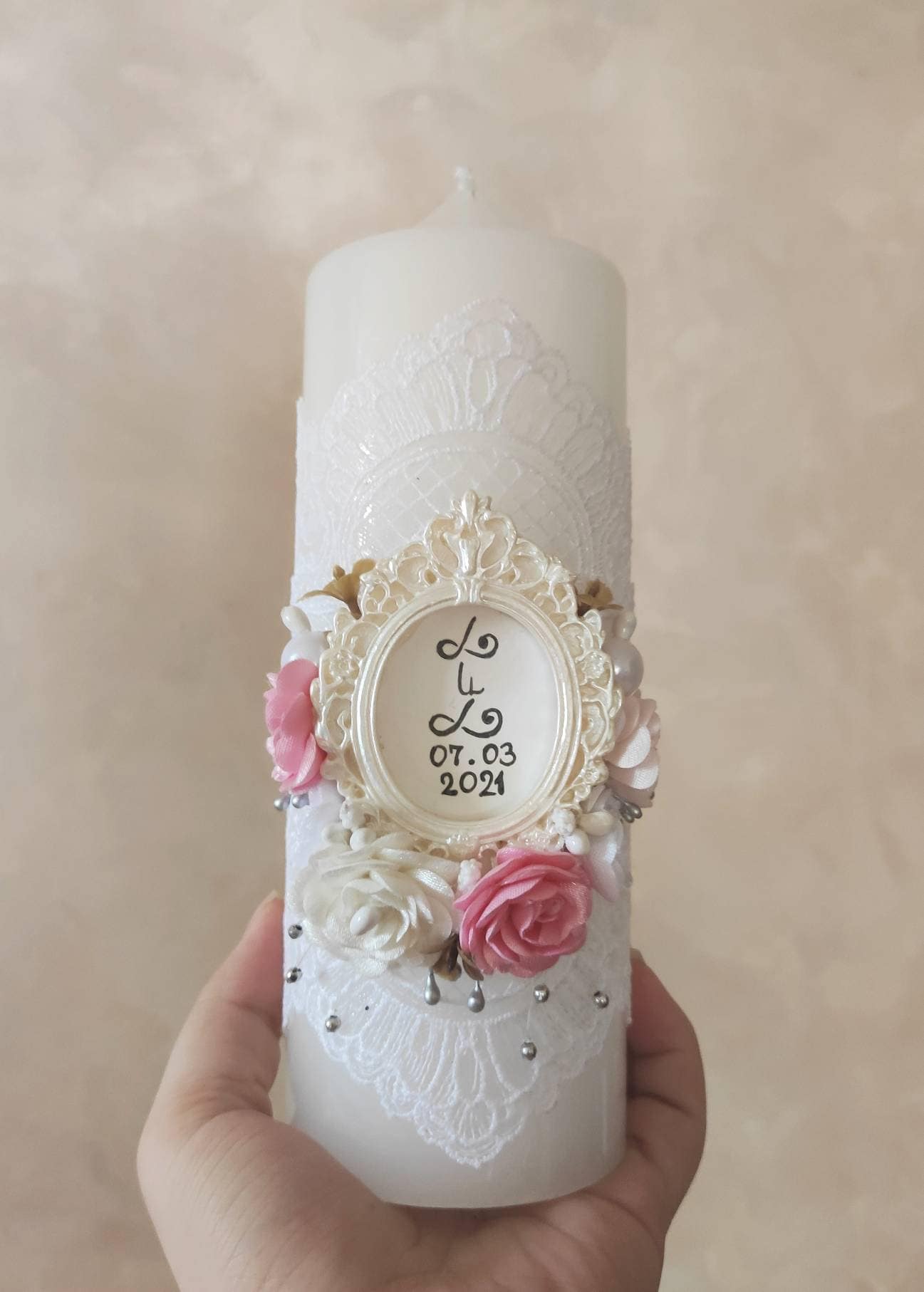 Personalized Wedding Candle for Bride and Groom Baptism Etsy UK