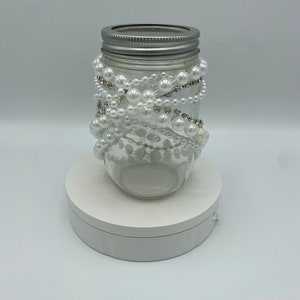 Clear mason jar with rhinestones
