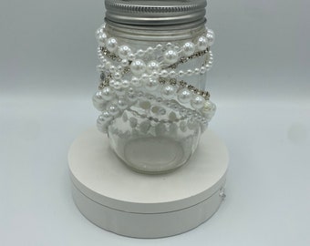 Clear mason jar with rhinestones