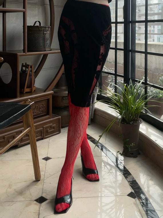 Y2k Flower Pattern Edgy Fishnets Tights 