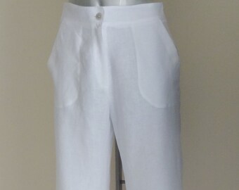 Pantaloni di lino bianchi | Etsy Italia