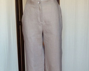 Made in Italy / linen trousers / Women's trousers / Beige trousers / Trousers with pockets / Natural fiber pants