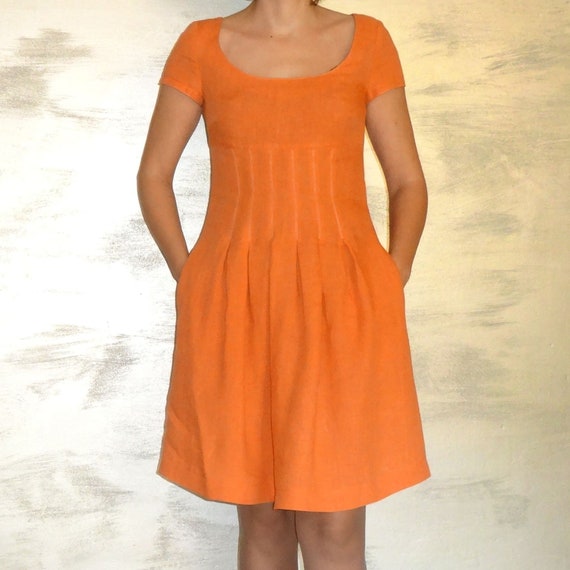 Orange linen dress Clearance