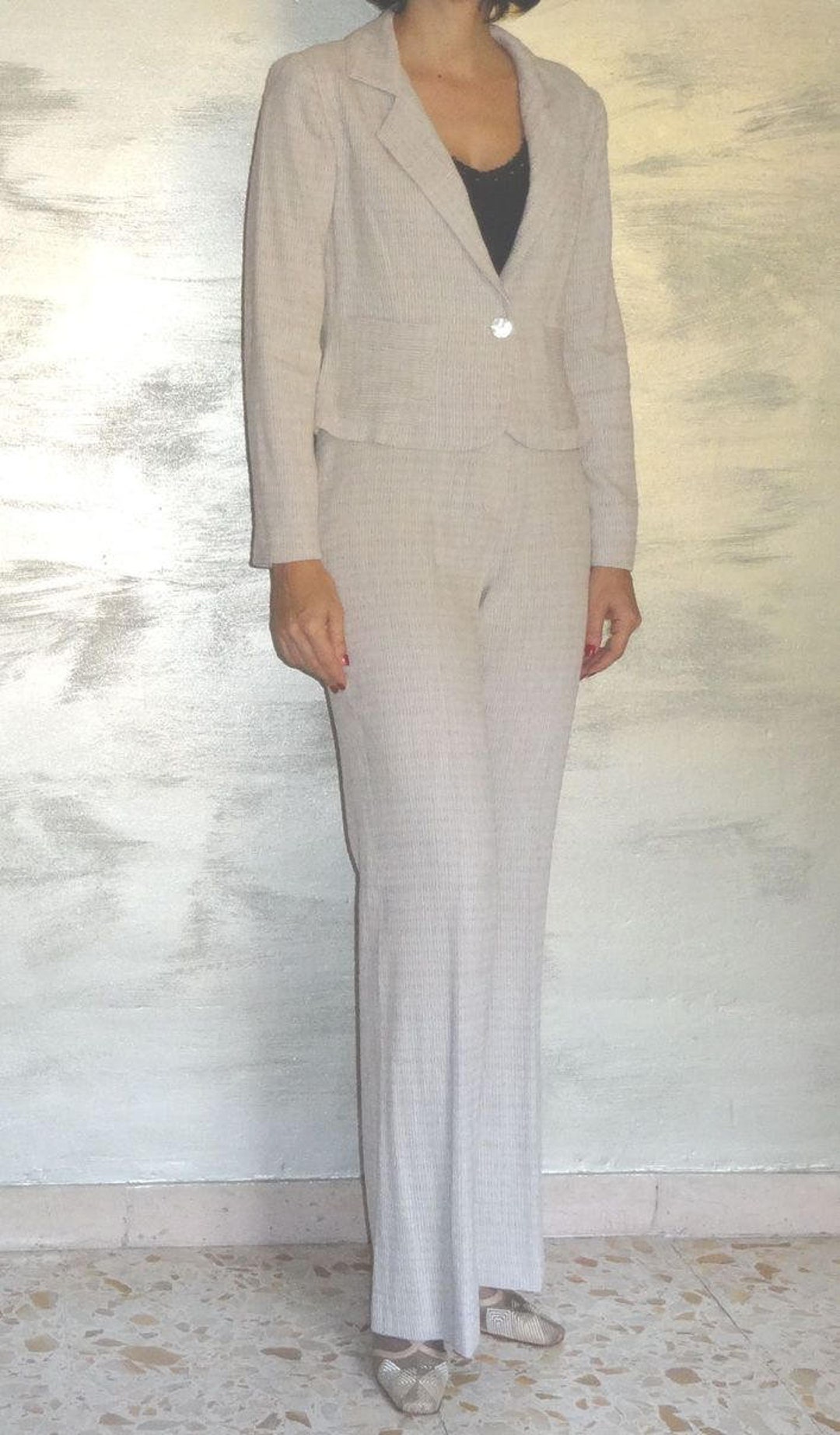 Fabrique en Italie Complet femme Tailleur et Pantalon Complet beige Complet lin et coton femme lin coton costume Etsy France