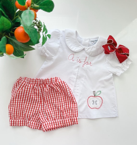 Southern Back to School Shirt | A is for Apple Boys & Girls Styles |Peter Pan shirt, diaper shirt, monogram, B2S, fall, Peony style