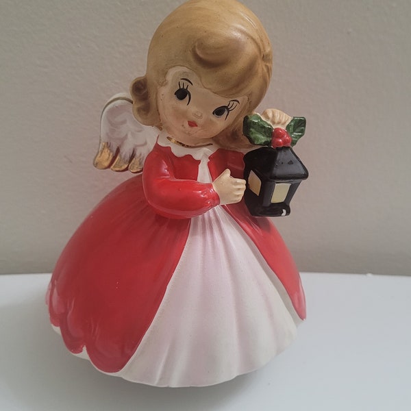 Vintage Christmas Angel Music Box (Unbranded) Holding Lantern