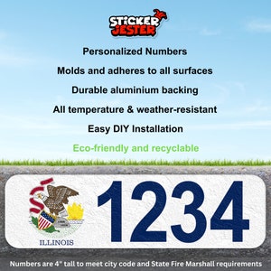 Illinois State Flag Curb Number Sticker - Easy Application & Weatherproof Peel and Stick Decal