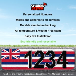 Hawaii State Flag Curb Number Sticker - Easy Application & Weatherproof Peel and Stick Decal