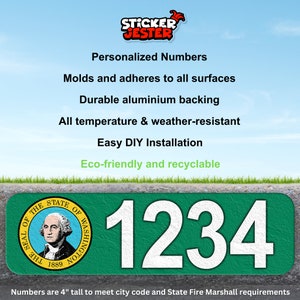 Washington State Flag Curb Number Sticker - Easy Application & Weatherproof Peel and Stick Decal
