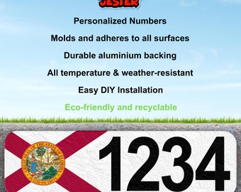 Florida State Flag Curb Number Sticker - Easy Application & Weatherproof Peel and Stick Decal