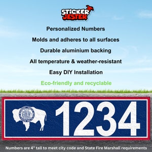 Wyoming State Flag Curb Number Sticker - Easy Application & Weatherproof Peel and Stick Decal