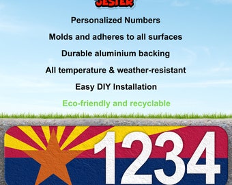 Arizona State Flag Curb Number Sticker - Easy Application & Weatherproof Peel and Stick Decal