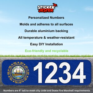 New Hampshire State Flag Curb Number Sticker - Easy Application & Weatherproof Peel and Stick Decal