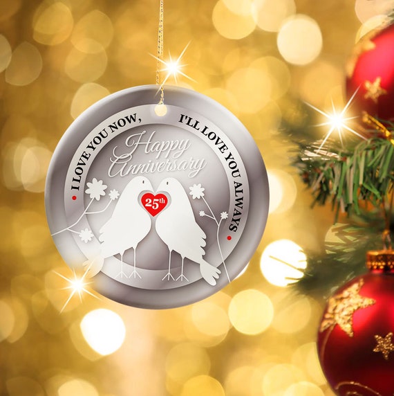 25th wedding anniversary christmas tree ornaments