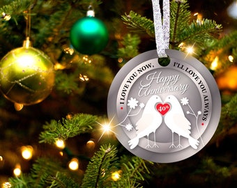 40th Anniversary - Love Birds - Christmas Ornament - 40th Xmas - 40th Ornament - Christmas Gift