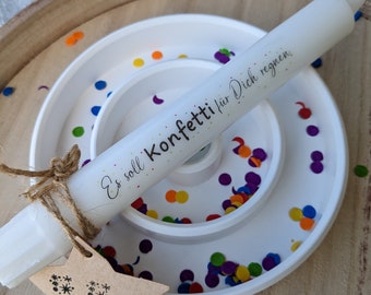 Geschenkset, Kerzenschale mit Stabkerze "Es soll Konfetti für Dich regnen" Geburtstag Hochzeit Lieblingsmensch Raysin, Beton