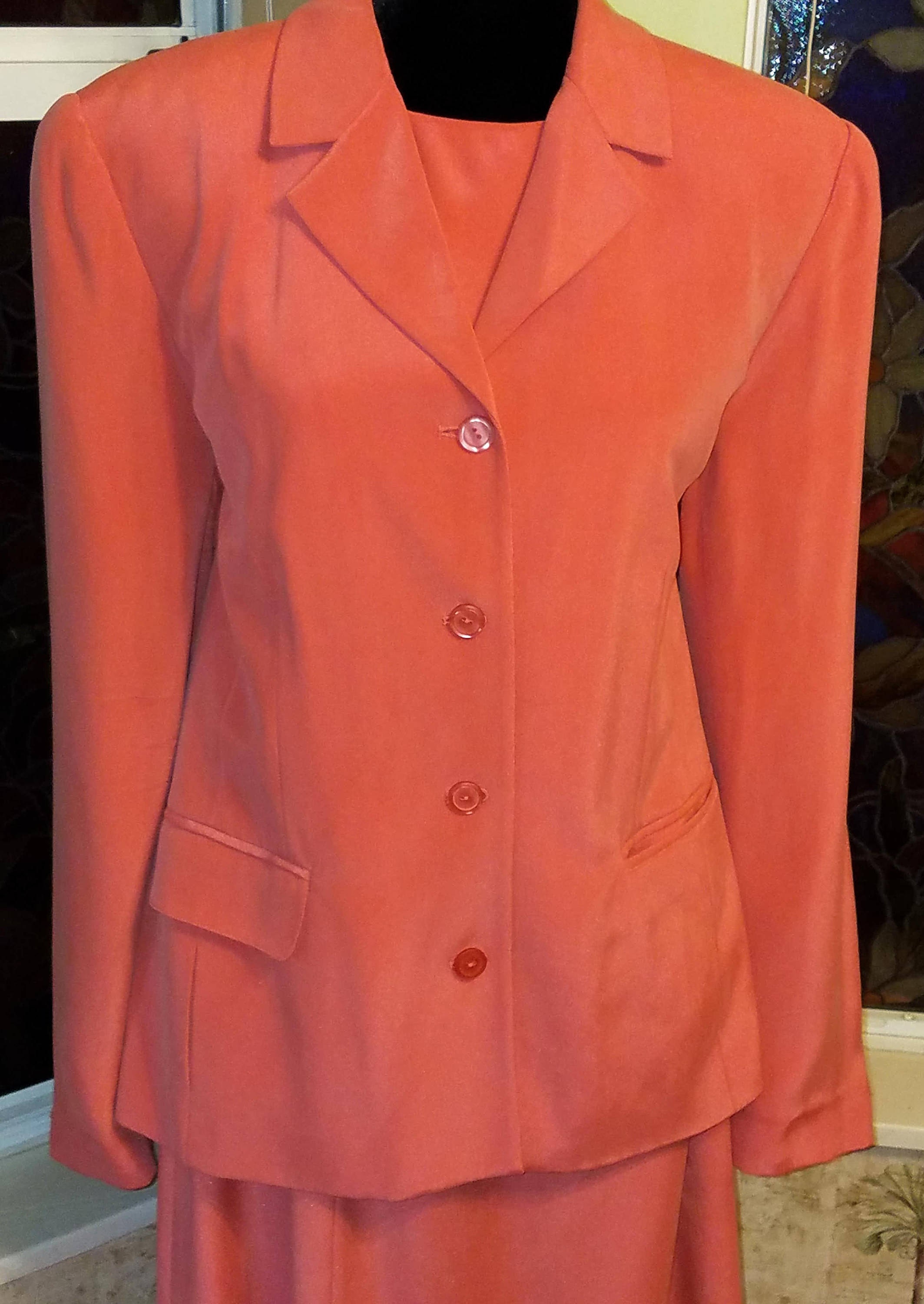 SILK Peach Women's Suit Dress Size 14 Etsy