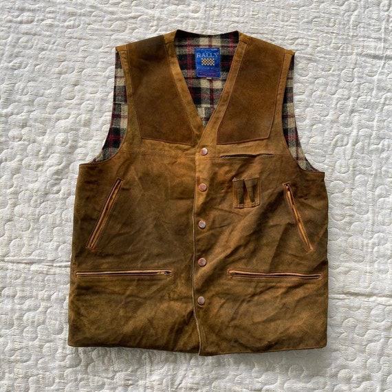 Vintage 1990s Five Rally Reversible Leather Vest
