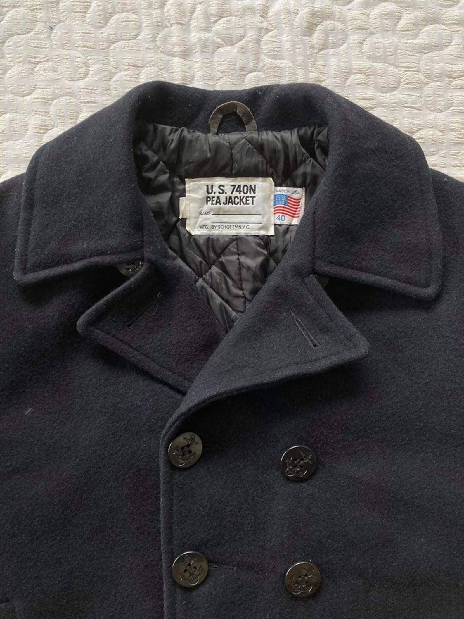 Classic Melton Wool Navy Pea Coat by Schott NYC Etsy