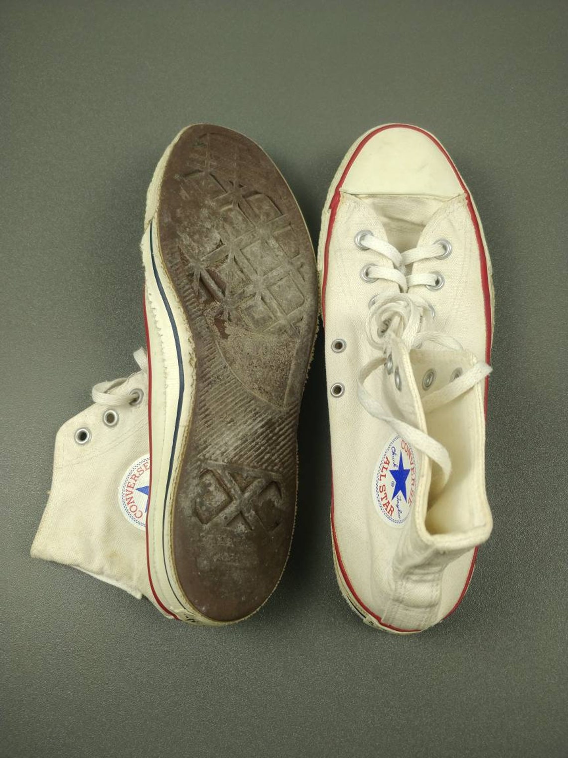 Vintage 1990s Converse HiTop Canvas Sneakers Size 9.5 Etsy