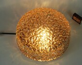 Slightly beige Glass Geometric Patterned Globe Lamp, lamp from the sixties, pendant lights, German vintage flush mount fixture ceiling glass