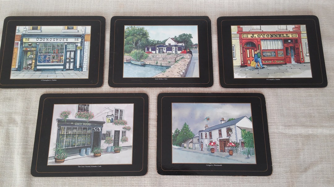 Vintage Pimpernel Placemats Set of 5, Cork Placemats Irish Pub, Cork