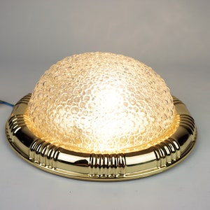 Big flush mount fixture ceiling Geometric glass, large clear Glass Victorian Patterned Globe Lamp, lamp from the seventies,