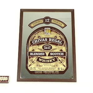 Advertisement on the mirror, Vintage Advertising  mirror Chivas Regal Whisky, Old 1970s Whisky Mirror, Bar Mirror, Pub Collectibles Piece