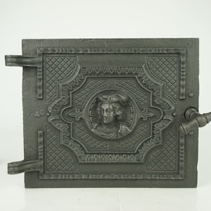 Cast iron oven door no frame, antique Iron Door, rusty stove part, vintage Iron Stove Door,  Antique Furnace,Cast Iron Salvage Front Panel,