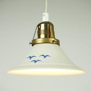 Hanging kitchen lamp a with ceramic lampshade, small pendant light fixture, Swedish design,vintage ceramic lamp, retro Lighting, white shade