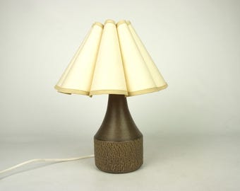 Vintage BRANDI table Light,Swedish night table lamp 1960s,Retro brown stoneware table lamp,Old table lamp of beige shade,Scandinavian design