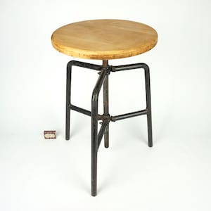 Stable industrial stool made of metal and wood, Industrial Round Stool, Tripod Stool Chair Coffee End Side Table, old metal loft stool,