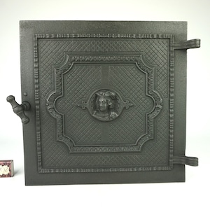 Large Cast iron oven door no frame, big antique Iron Door, rusty stove part, vintage Iron Stove Door, Furnace,Cast Iron Salvage Front Panel,
