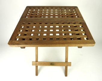 Scandinavian Jutlandia table, Wooden garden Folding Table, Picnic Square Slatted Table, vintage terrace table, Garden Patio Dining old Table