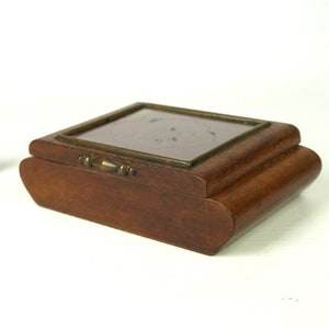 Art Deco wooden jewelry box with glass , Wood Small Chest Antique Store, vintage box for jewelry, Vintage memory Chest, Rustic Rare Box