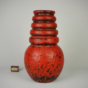 Giant vase Scheurich model 269-40,  vase in the bright red color, Very big Fat Lava Vase, West German Pottery, Vintage Glazed Vase Pottery,