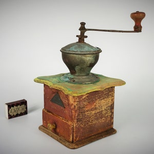 Kaffeemühle Vintage, deutsche Kaffeemühle, Vintage Kaffee Gusseisen Kaffeemühle, Retro Holz und Gusseisen Kaffeemühle,